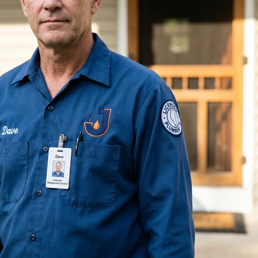 Licensed plumber showing ID badge in Lookout Mountain, TN