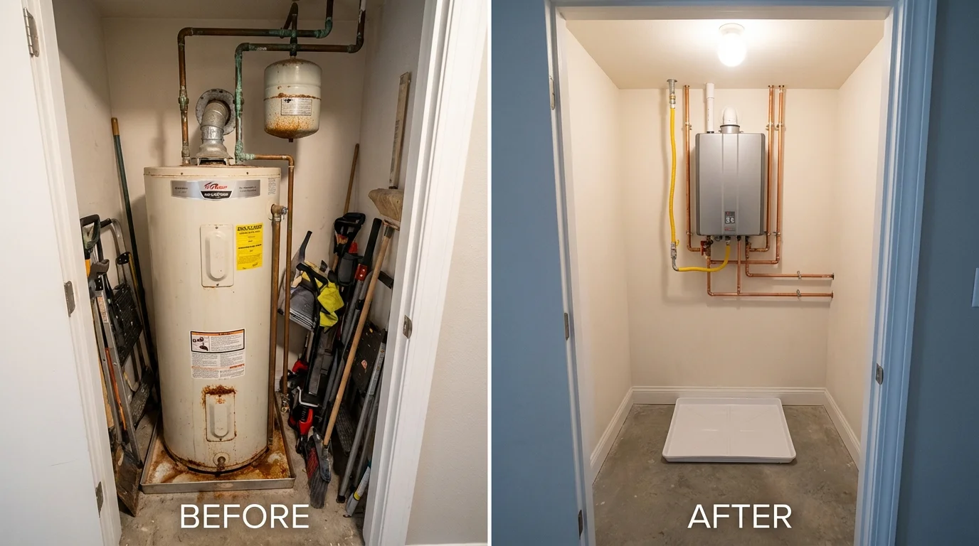 Tank water heater versus wall-mounted tankless unit comparison for Lookout Mountain, TN homeowners